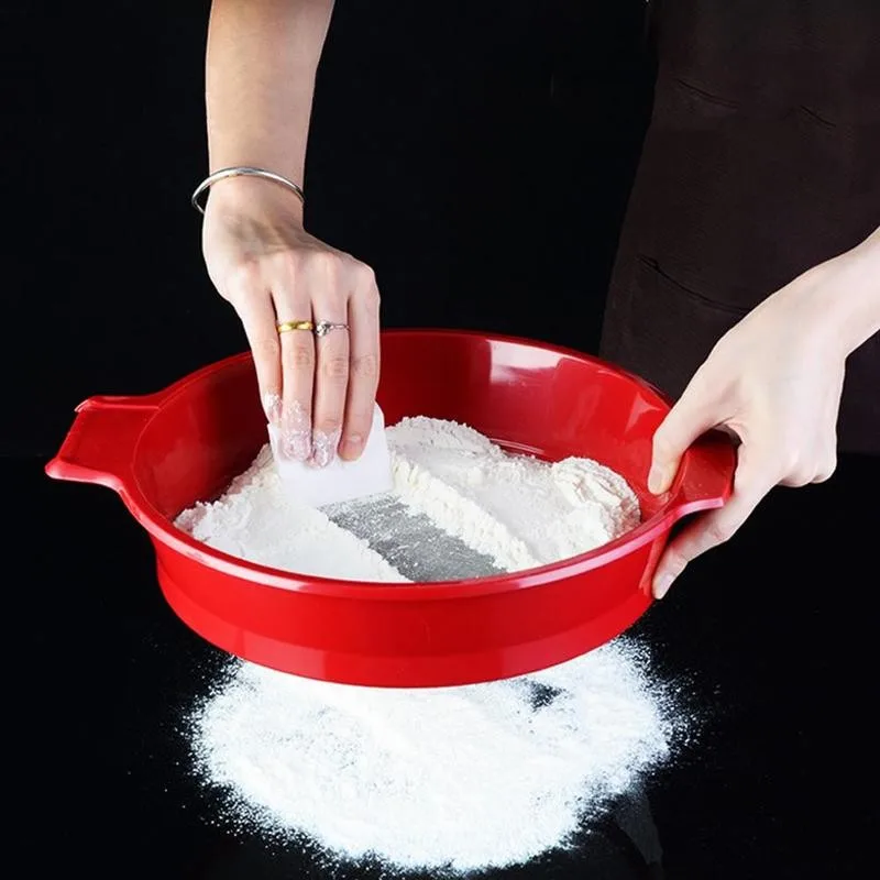 

Hand-held Flour Sieve Powder Sieve Icing Sugar Sieve Flour Plastic Baking Scraper Steel Sieve Tools Fine Mesh Scr K1I2