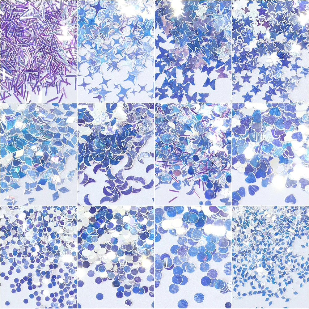 Зеркальный серебряный блеск для ногтей блестки бабочка Звезда 3D дизайн