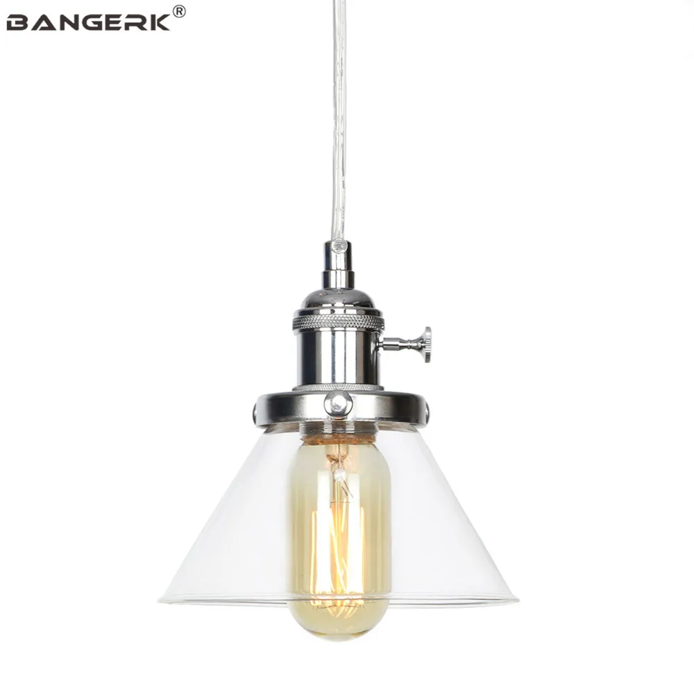 

American Loft Style LED Pendant Lamp Iron Vintage Hanging Lights Glass Adjust Switch Dining Room Home Decor Lighting Luminaire