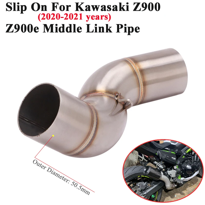 Slip On For Kawasaki Z900 A2 Z900e 2020 2021 Motorcycle Exhaust Escape Modified Stainless Steel Connection 51mm Middle Link Pipe