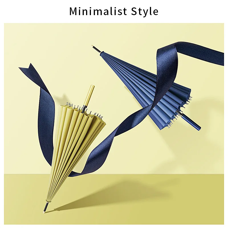 Зонт мужской кожаный ветрозащитный с длинной ручкой из стекловолокна