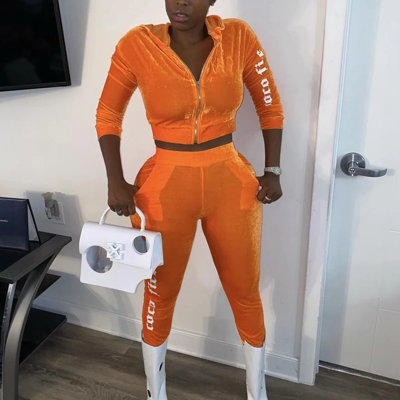 

ZKYZWX Sports Lounge Wear Zip Letter Splicing Full Sleeve 2 Piece Set for Women Sweatsuit Fashion Jogger Fitness Matching Sets