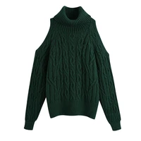 winter clothes women sweaters 2021 cold shoulder cable knitted sweater pullover long sleeve loose turtleneck sweater jumper