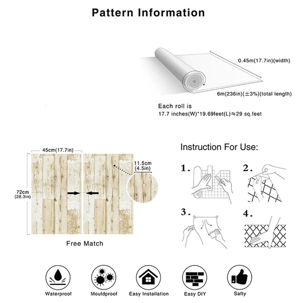 Виниловая самоклеящаяся настенная наклейка Классическая деревянная доска для