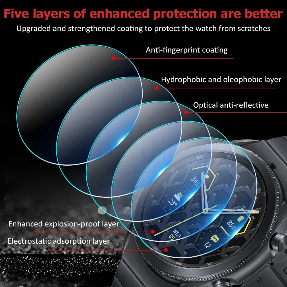 

For Galaxy Watch3 45mm 41mm Tempered Glass for Samsung watch3 Screen Protector Protective Glass Films For samsung watch3 41 44mm
