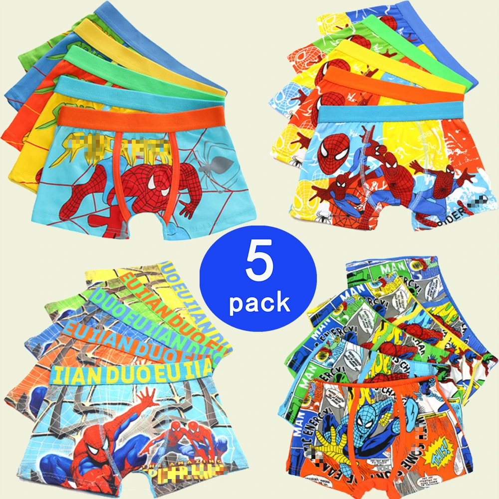 5 шт./лот трусы боксеры для мальчиков детское хлопковое нижнее белье с