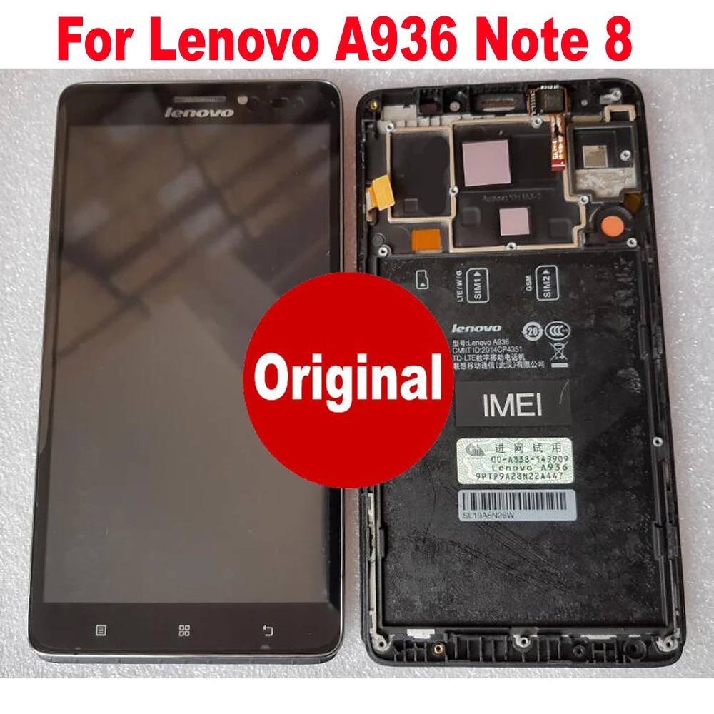 100% Оригинальный ЖК дисплей с сенсорным экраном и дигитайзером в сборе рамкой для