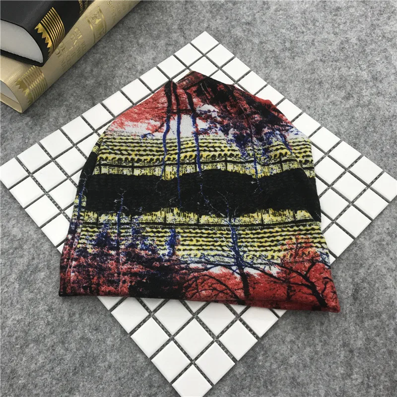 Шапка-бини женская из полиэстера повседневная шапка с цветочным принтом для