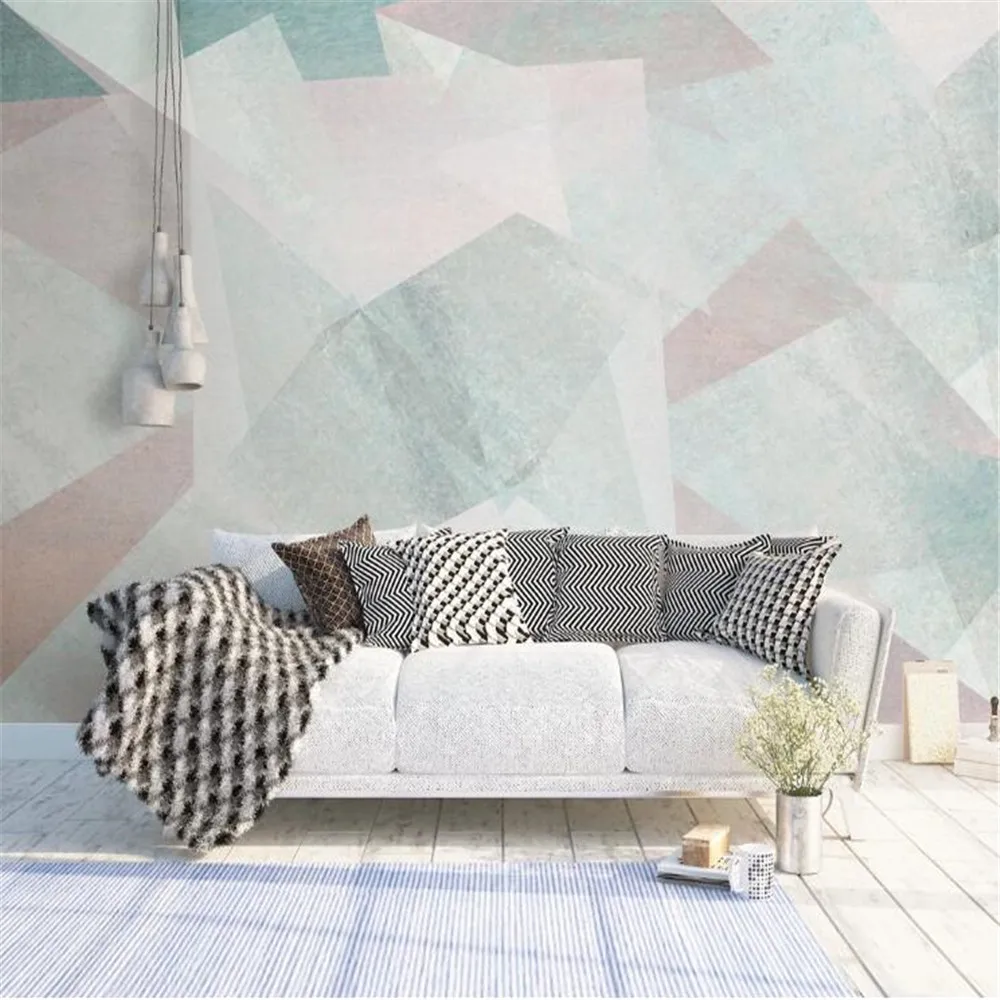 Milofi fresh geometric figures hand-painted background wall abstract Nordic wallpaper mural | Обустройство дома