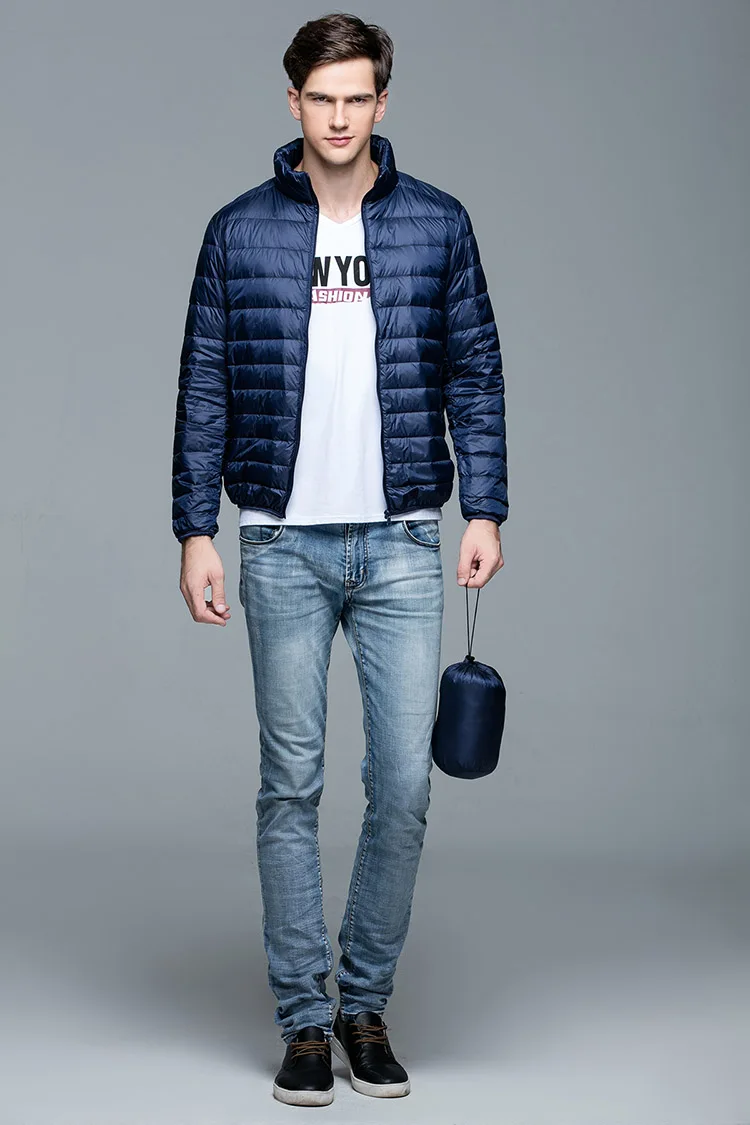 

New Autumn Winter Man Duck Down Jacket Ultra Light Thin Plus Size Spring Jackets Men Stand Collar Outerwear Coat