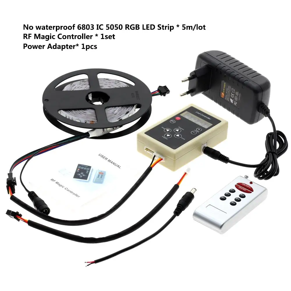 No Waterproof 6803 IC Волшебная Мечта Цвет RGB Светодиодная лента 5050 5 м 30 светодиодный s/M погоня огни+ 133 программа RF волшебный контроллер+ адаптер питания - Испускаемый цвет: No Waterproof