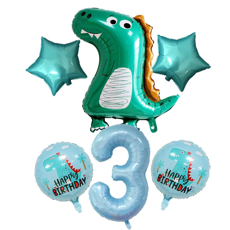6 шт./лот 40 дюймов светло-голубые цифры шары с короной динозавр воздушный шар Дети