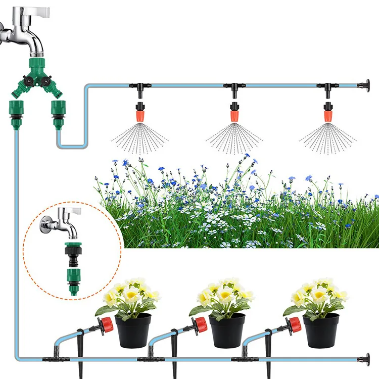 

84Pcs Self орошения сада комплект капельного полива и орошения комплект автоматического полива спрей вентилятор охлаждения Системы сопло капе...
