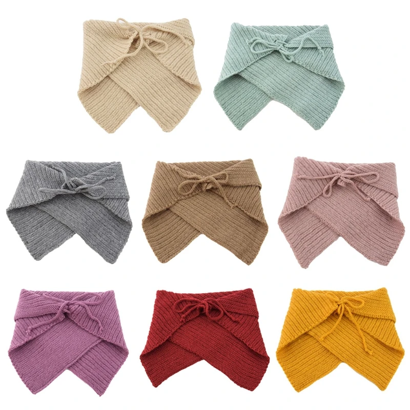

Autumn Winter Solid Color Children Baby Soft Scarf Knitted Neckerchief Neck Bib Warm Collar