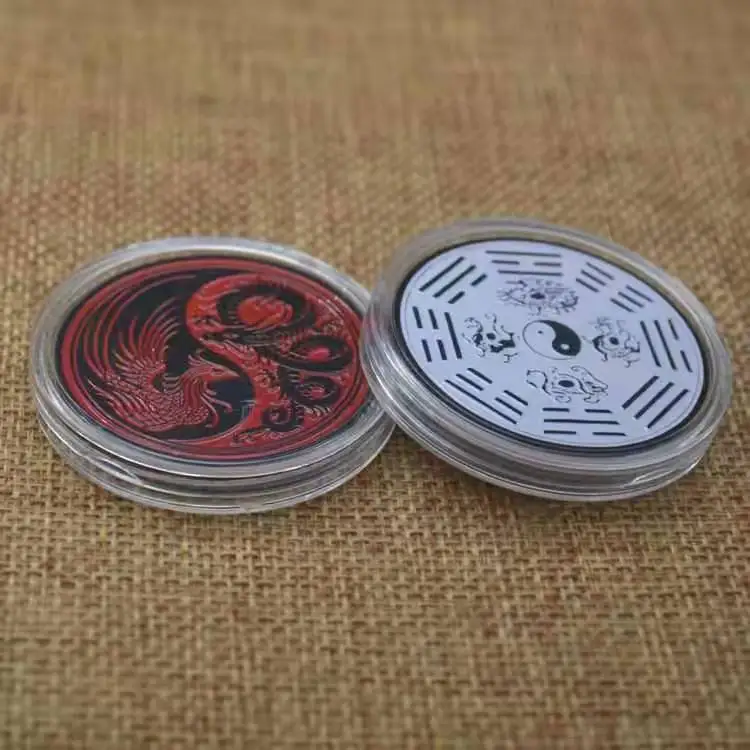 Таинственный китайский стиль Инь-Янь Дракон и Феникс трехмерная рельефная