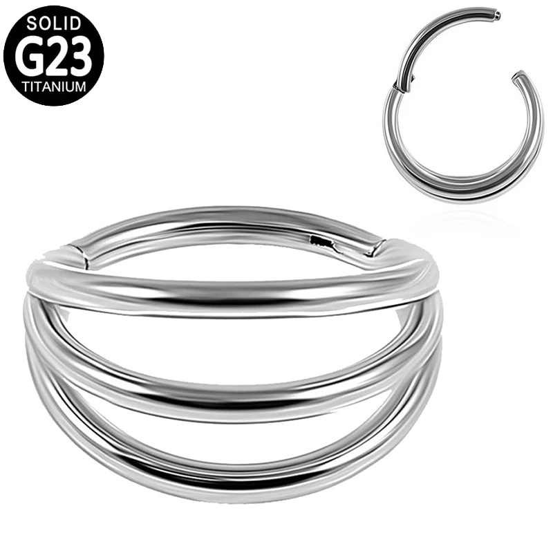 

G23 Titanium Nose Ring Triple Hoop Hinged Segment Ear Cartilage Tragus Helix Lip Piercing Nose Studs For Women Body Jewelry