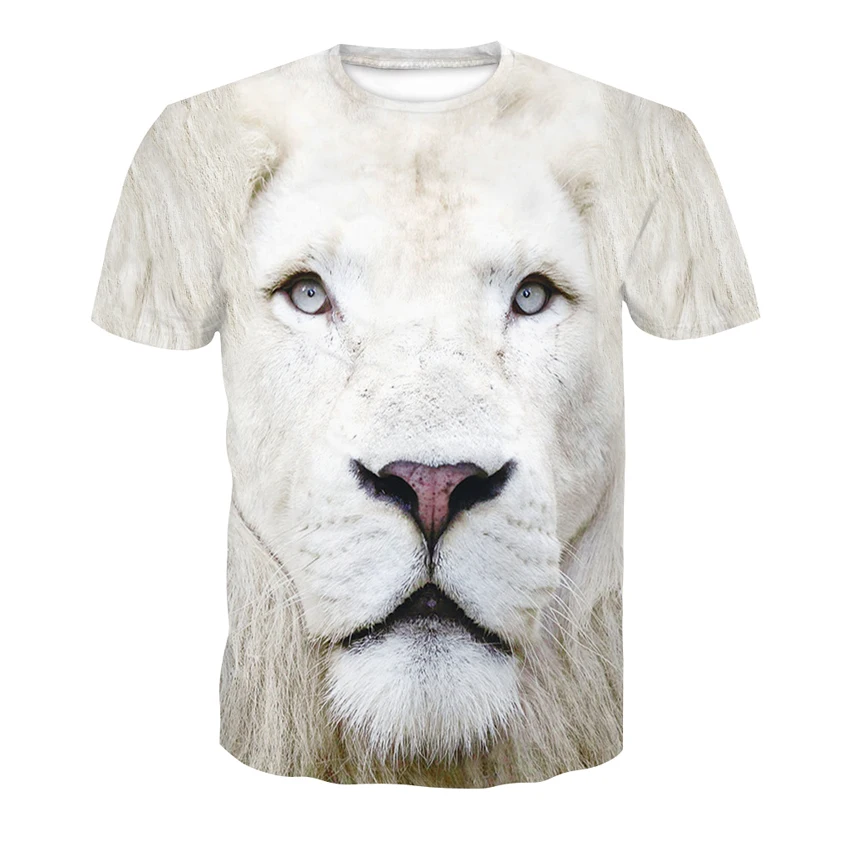 

2020 fashion casual print high quality men's T-shirt summer trend new 3D lion head short-sleeved T-shirt
