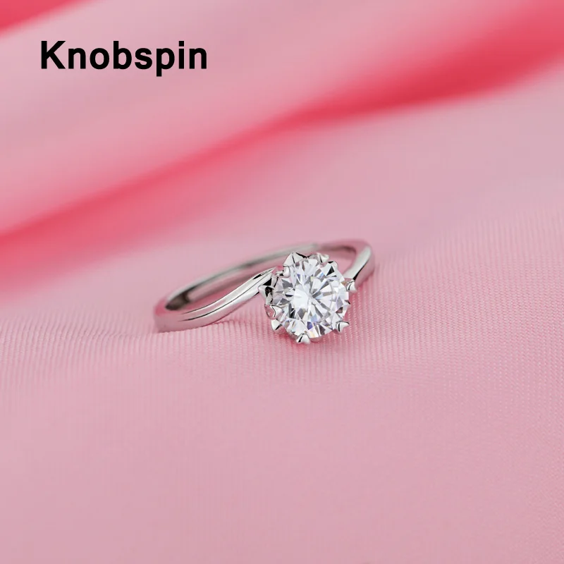 

Knobspin 100% 925 Sterling Silver 2021 New 1 Carat Heart Inlaid With High Carbon Diamond Love Gifts For Women Rings Fine Jewelry