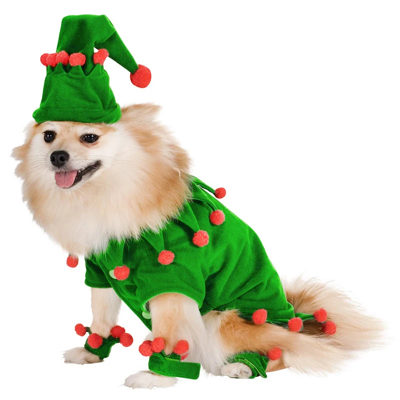 Dog Christmas Gift Decoration Jacket Pet Clothes Winter Coat Xmas Elves Puppy Cosplay Costume Supplies | Дом и сад