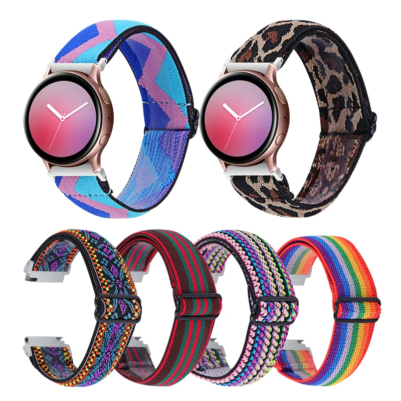

20mm 22mm Elastic Band For Samsung galaxy Active Active2 Adjustable Fabric Nylon bracelet strap for Huawei watch GT 2 Pro 2e