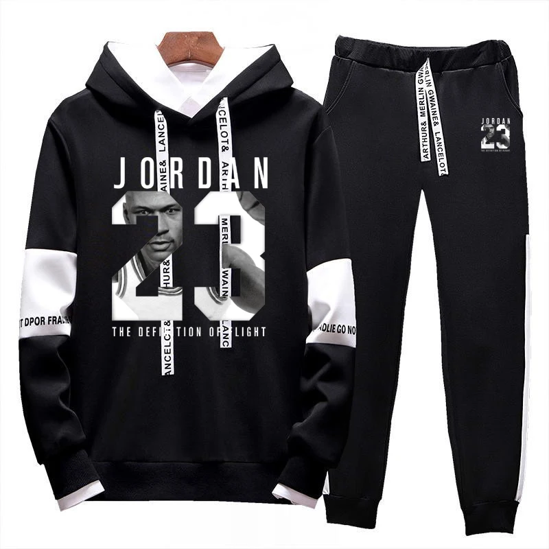 

2021 men's sportswear, two-piece hooded sportswear and sports pants, spring and autumn leisure sports suit, jogging training sui