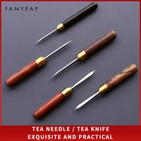 tea knife needle pick with wood handle puer tea tools cone needle breaking prying tea brick professional tool