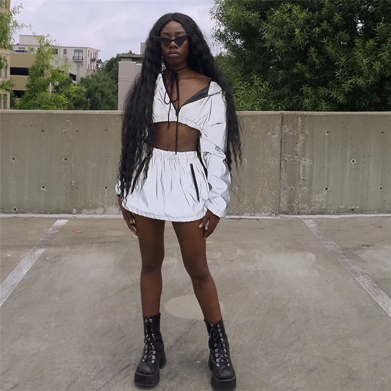 2 предмета в комплекте Для женщин Светоотражающие спортивный костюм топ с