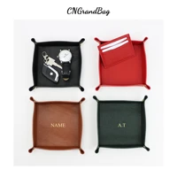 new functional foldable storage box leather tray for dice table key wallet coin box tray desktop storage box organizer box tray