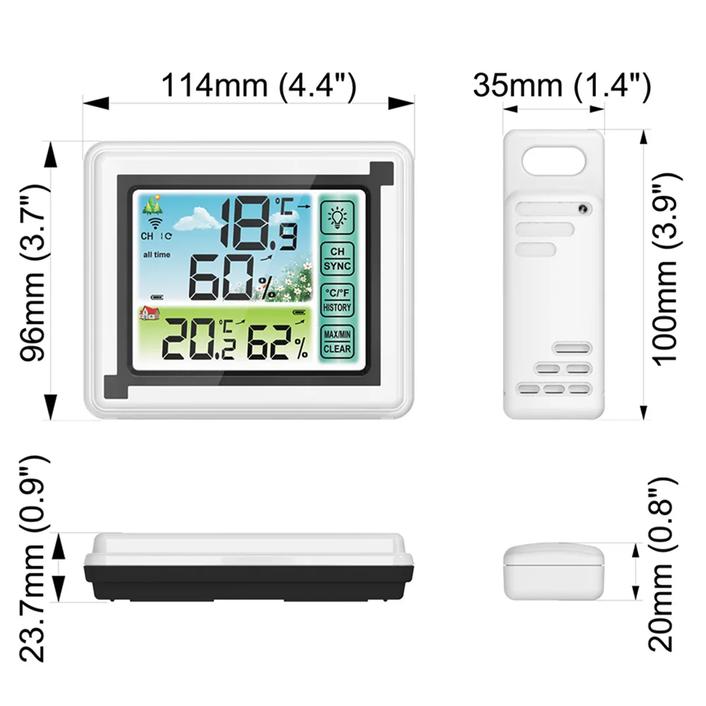 

Weather Station Wireless Indoor Outdoor Sensor Thermometer Hygrometer Digital Alarm Clock Barometer Forecast Color