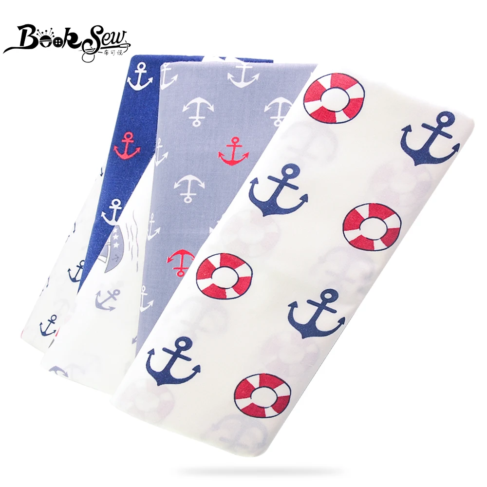 

Sewing Cloth Dark Blue Sea Achor Designs Cotton Fabric Twill Home Textile Quilting Patchwork Tissue Tecido Scrapbooking Telas