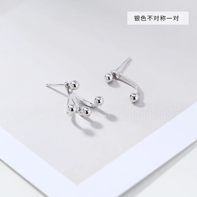 Хит продаж серебряные асимметричные серьги-гвоздики с бусинами три бобы серьги