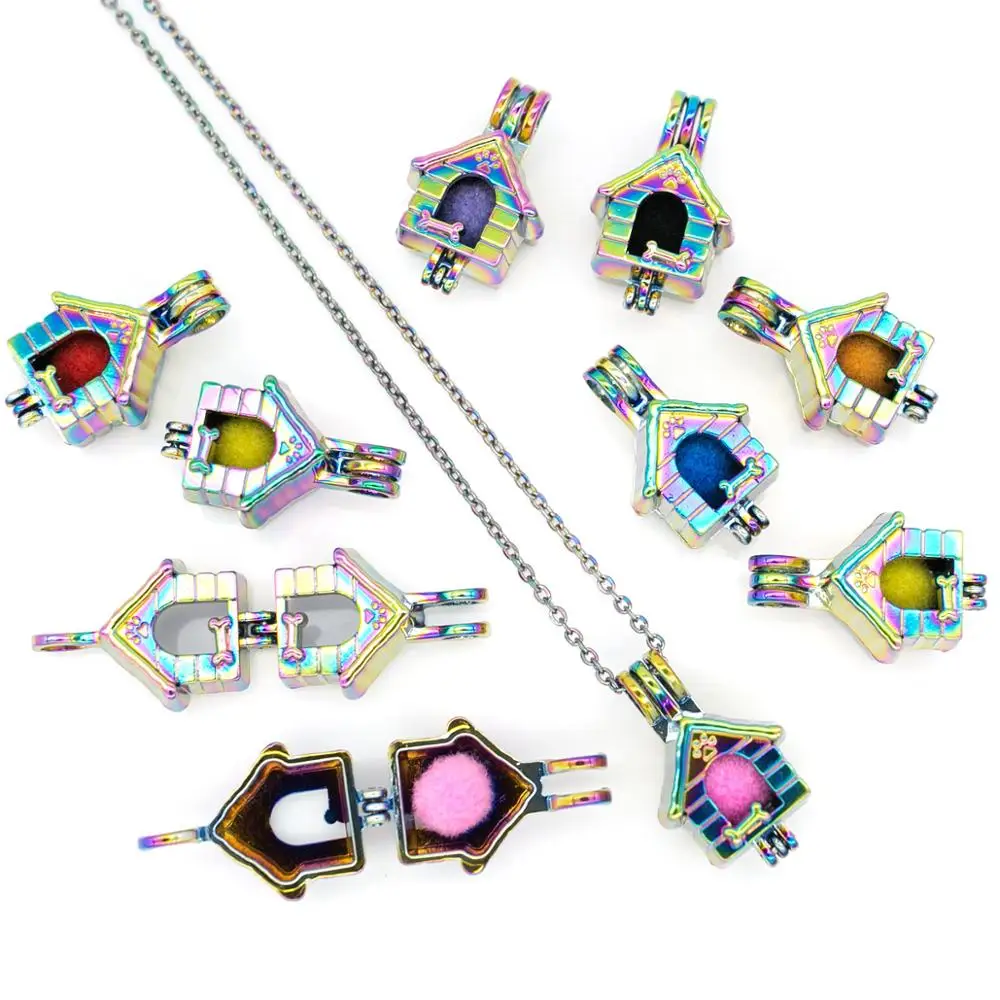 5 шт. Радужный Конура дом устрицы жемчужная бусина подвеска в форме клеток