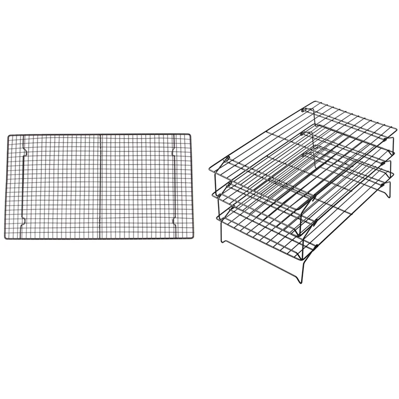 

New Nonstick Cooling Rack Cooling Grid Baking Tray With Grade 3Tier Cooling Rack Stackable Cooling Racks