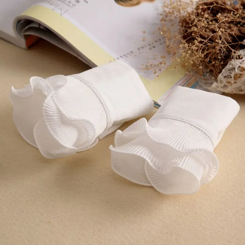 

Detachable Shirt Pleated Flare Sleeve False Cuffs Solid Color Pleated Layered Decorative Women Clothing Accessory