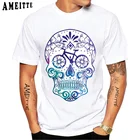 Футболка мужская с коротким рукавом, элегантная тенниска с изображением велосипеда, черепа, татуировок, повседневная спортивная майка в стиле хип-хоп, белый цвет, лето