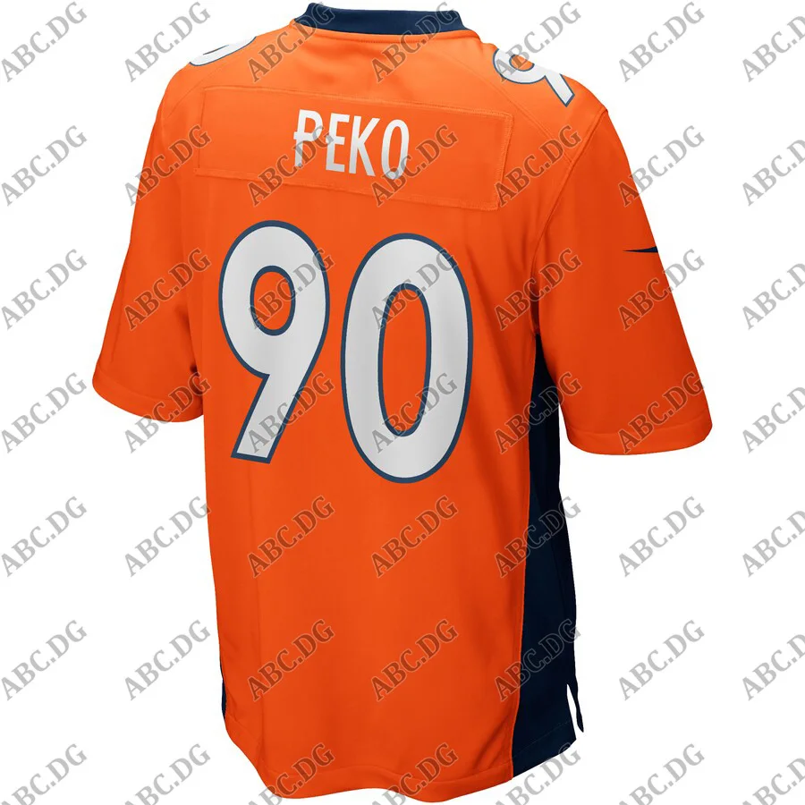 

Customized Stitch American Football Jersey Men Women Kid Youth Denver Kyle Peko Orange Game Jersey