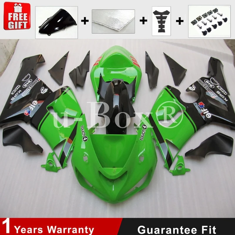 

Новинка из АБС-пластика для мотоцикла весь обтекатели комплект подходит для kawasaki Ninja ZX6R 636 2005 2006 05 06 6R ZX-6R Кузов Набор изумрудно-зеленым, бело-...