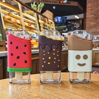unique popsicle shape water bottles plastic kids cute water cups with shoulder strap lovely home drinking supplies for water tea