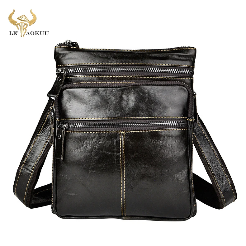 

New Fashion Real Leather Male Casual messenger bag Satchel cowhide 8" Pad Cross-body Shoulder bag For Men 305