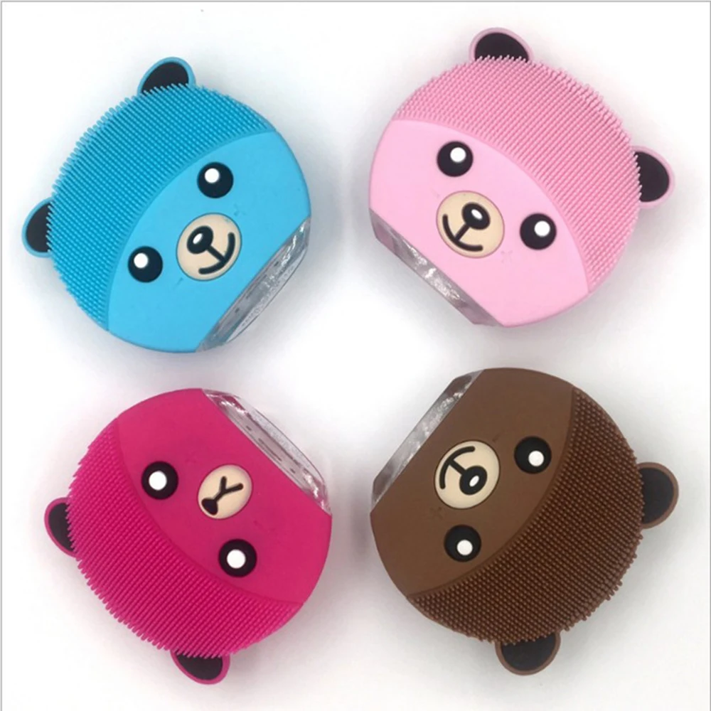 Мини электрическая щетка для мытья лица силиконовая мультяшная машина очистки