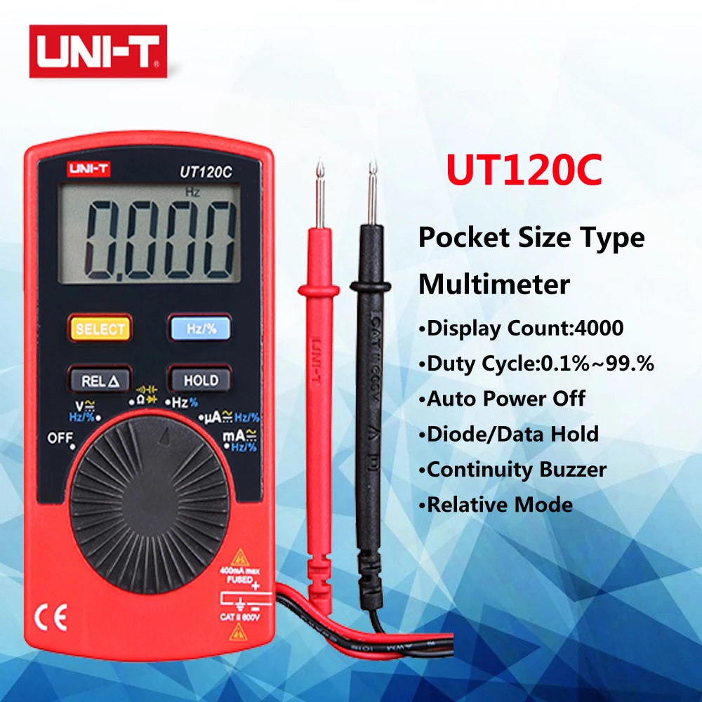 UNI T UT120C Цифровой мультиметр Мини авто постоянной ёмкости универсальный