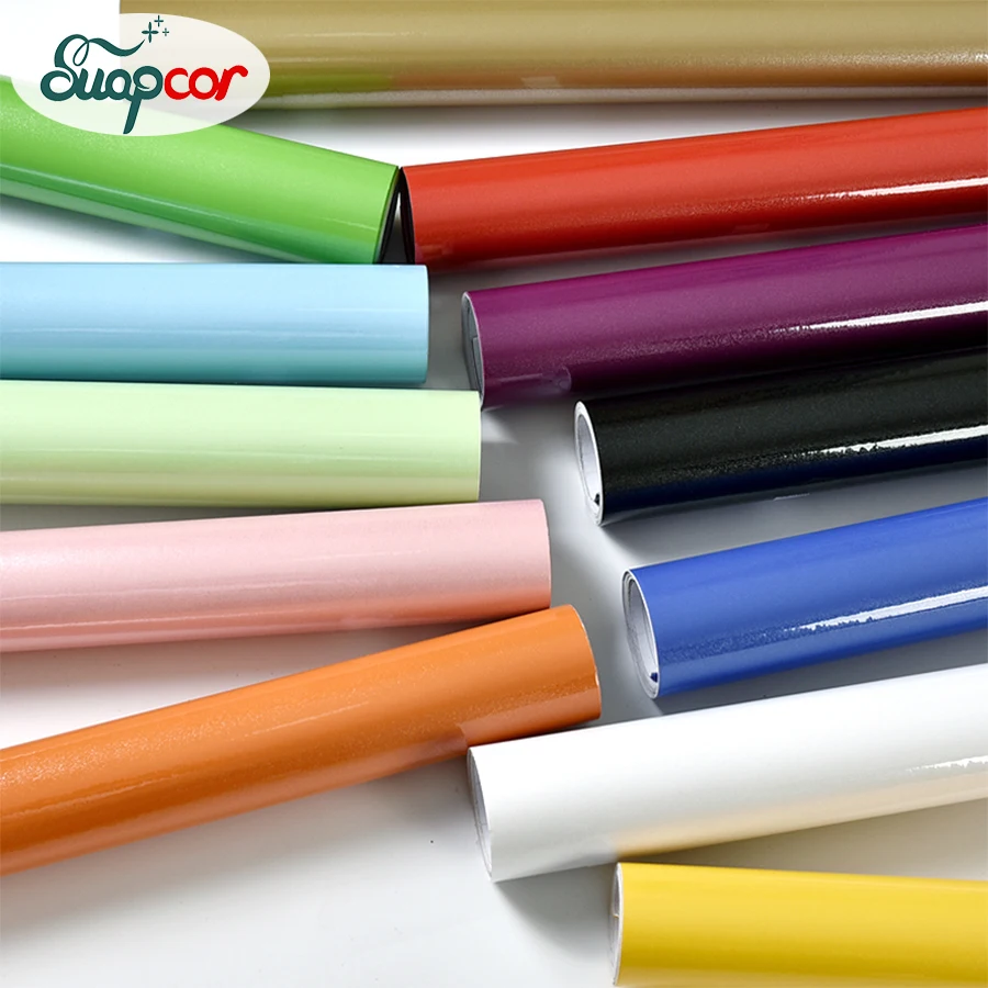 Пвх глянцевая декоративная пленка сплошной цвет самоклеющиеся обои Современная