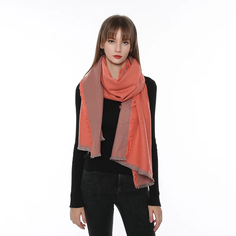 Зимний Шарф для женщин большой двусторонний кашемировый шаль корейская версия