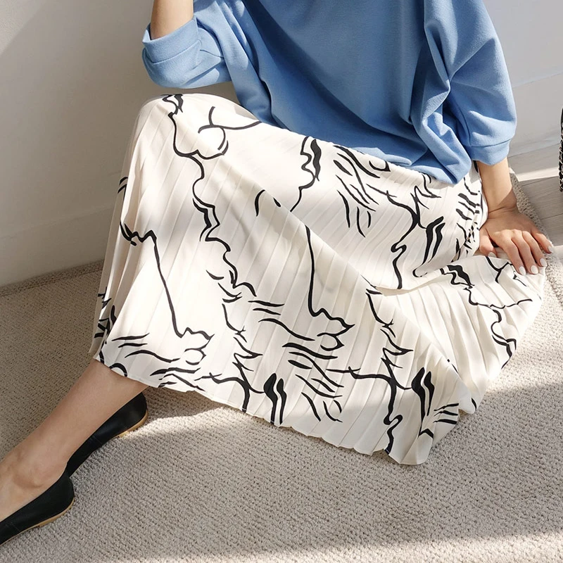 Женская плиссированная шифоновая юбка элегантная Праздничная пляжная миди с