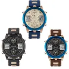 Часы наручные BOAMIGO Мужские кварцевые, люксовые Брендовые спортивные светодиодные цифровые с 3 циферблатами