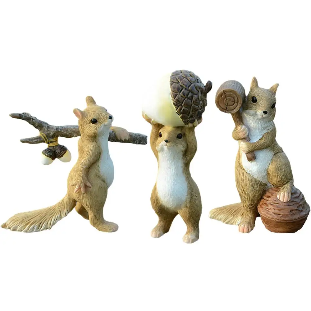 

Cute Resin squirrel Statue personalized home garden ornaments forest gifts office desktop indoor squirrel Foraging decoration