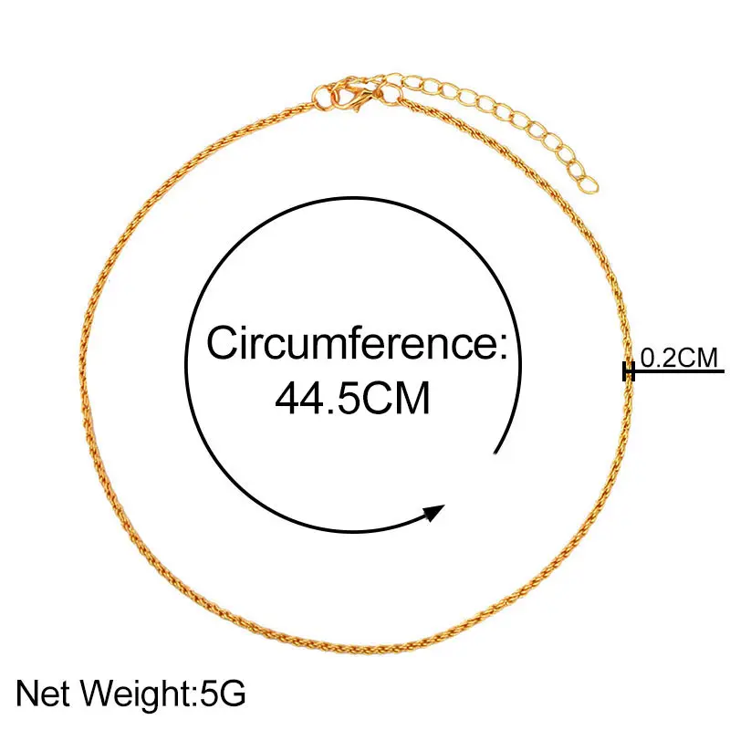 

Hip Hop Simple Twisted Rope Chain Necklaces For Women Men Trendy Gold Silver Color Metal Choker Necklace Minimalist Jewelry Gift