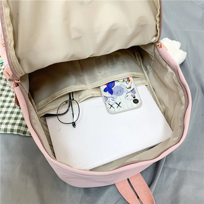 

Solid color student large-capacity backpack 2021 new outdoor outing storage bag adjustable shoulder strap children's school bag