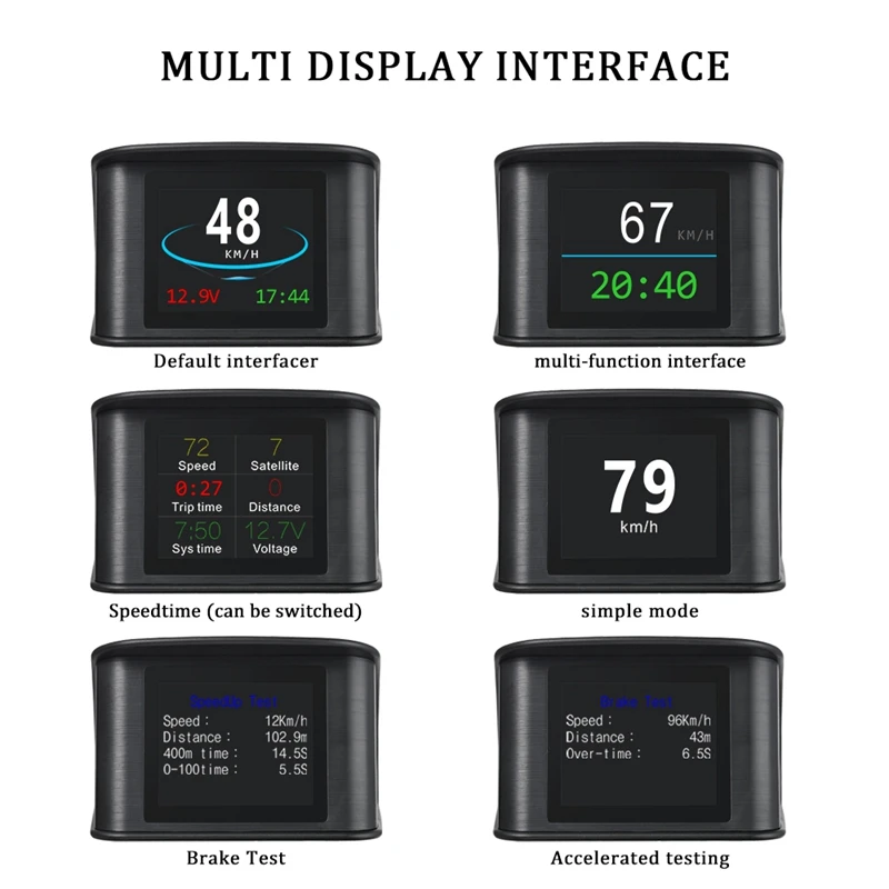 

Universal Car HUD Head Up Display Digital GPS Speedometer with Speedup Test Brake Test Overspeed Alarm for All Vehicle