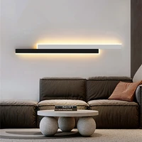 nordic minimalist led wall lamp simple long strip sconces indoor blackgold bedside bedroom mirror home line wall lights fixture